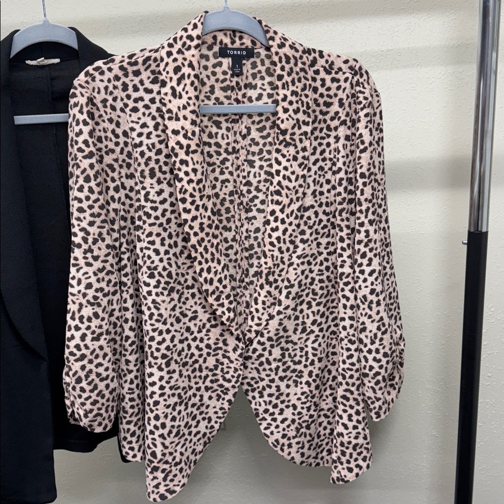 Black and Chetah Leopard Print Jacket Blazer - Picture 2 of 7